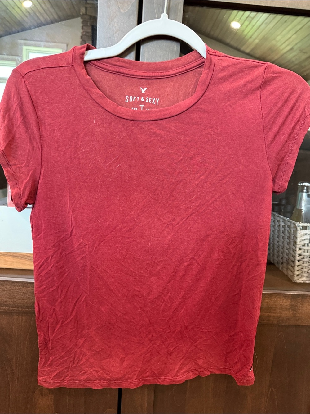 American Eagle Outfitters Soft & Sexy Red Short Sleeve Crew Tee